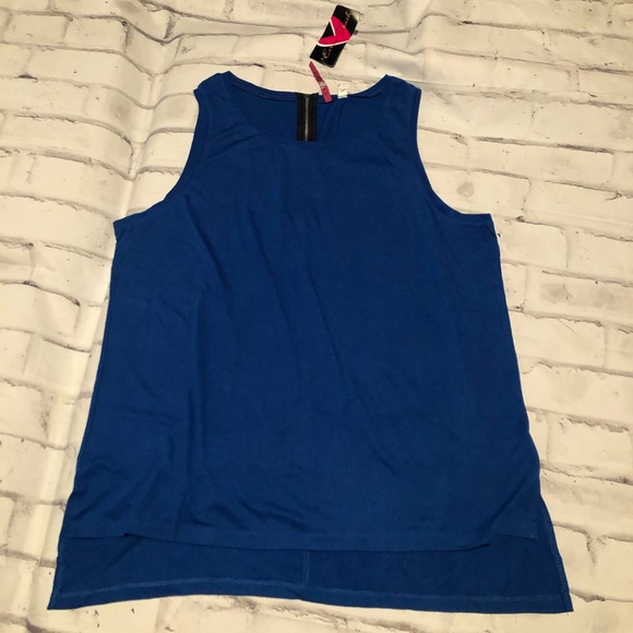 Extra Touch Tops - Blue Zip Back Tank Top